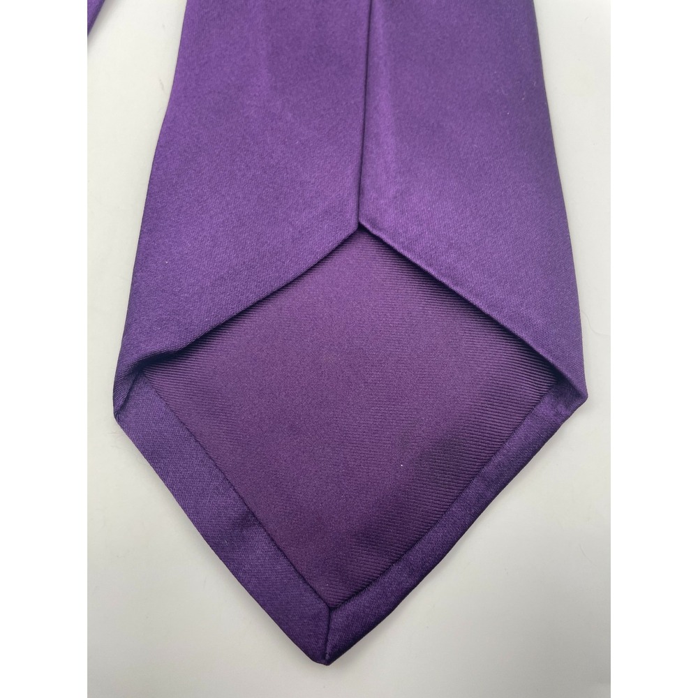 Ralph Lauren Purple Label Silk Tie Solid Purple Made in England Hand Made 3.75" - Picture 6 of 7
